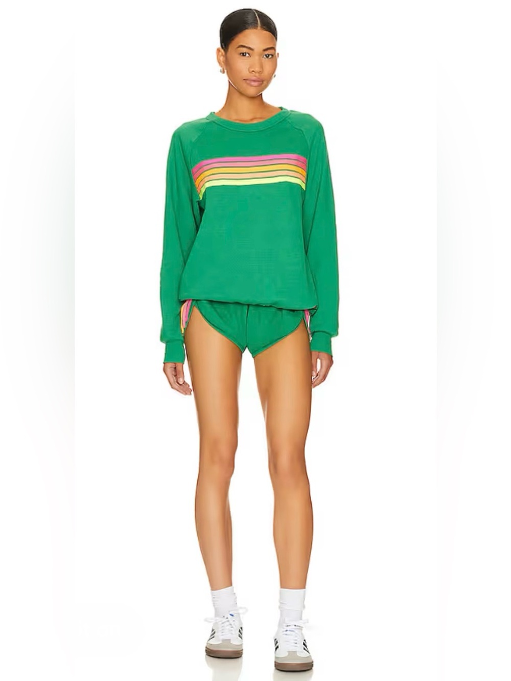 Aviator Nation 5 Stripe Crewneck Sweatshirt and 5 Stripe Jogger Shorts Set